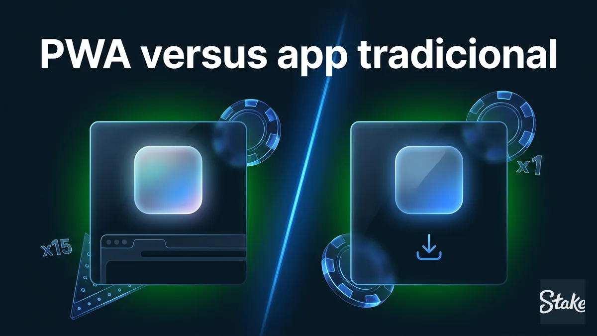 Comparación visual entre la app PWA de Stake y una app tradicional descargable, Chile
