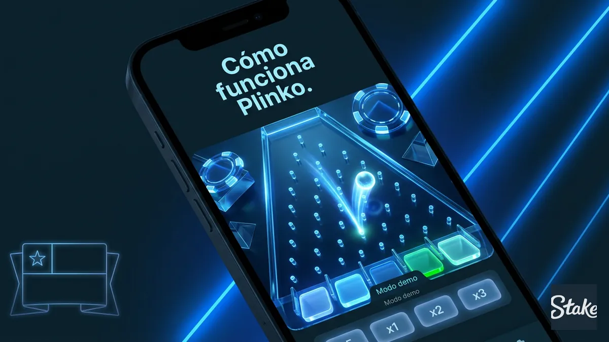 Mecánica de Plinko en Stake: tablero de caída con multiplicadores en modo demo
