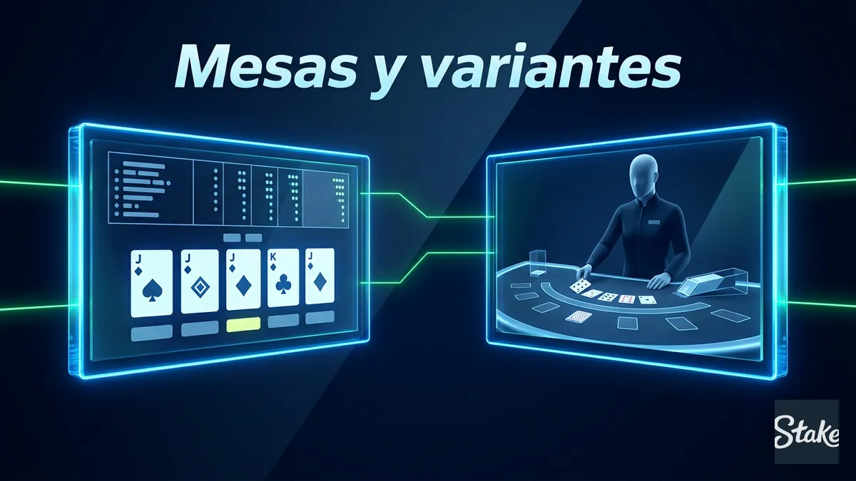 Comparación entre videopóker y póker en vivo con crupier en el catálogo de Stake